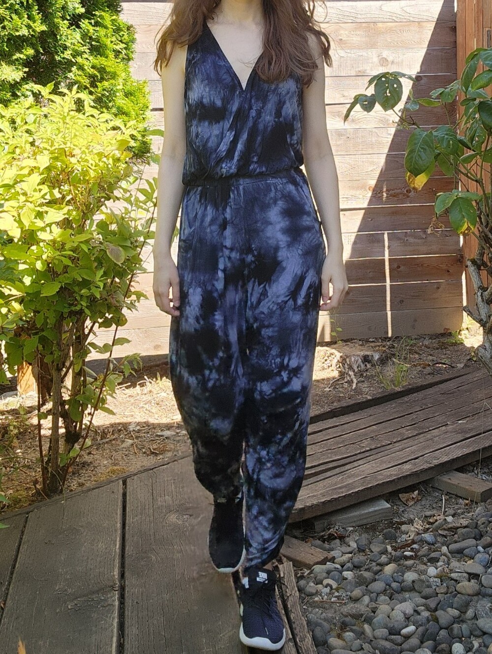 Parker and Quinn Black Gray Tie Dye Marbled Thunderstorm Jumpsuit